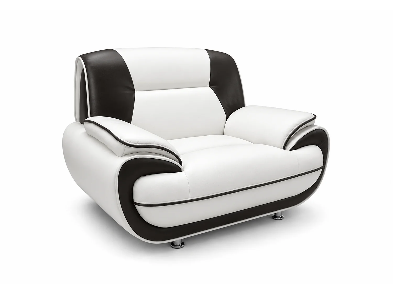 Fauteuil PALERMO – fauteuil élégant pour le salon en éco-cuir SOFT blanc-noir