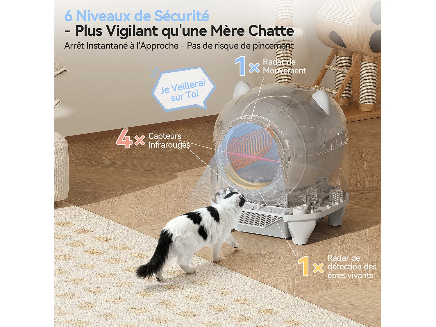 DEVOKE XXXL Bac à litière pour chat autonettoyant, élimination des odeurs, équipé de capteurs infrarouges et contrôle APP, fourni avec sacs poubelle, taille extra l