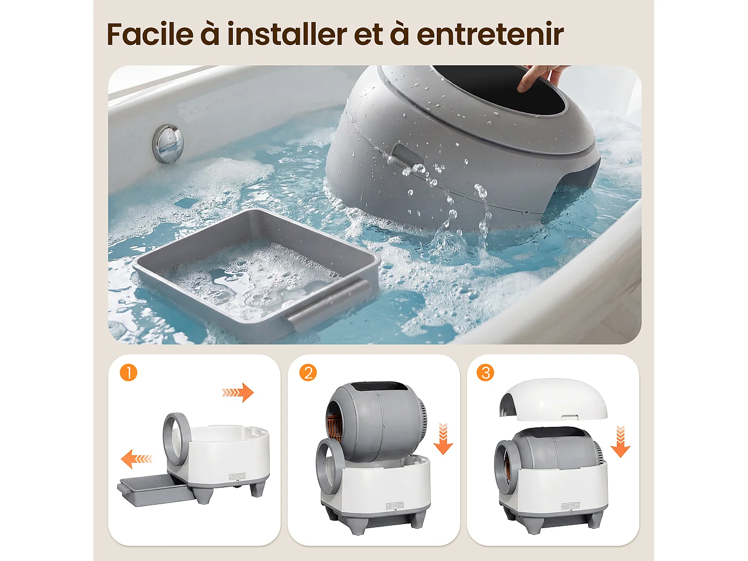 DEVOKE XXXL Bac à litière pour chat autonettoyant, élimination des odeurs, équipé de capteurs infrarouges et contrôle APP, fourni avec sacs poubelle, taille extra l