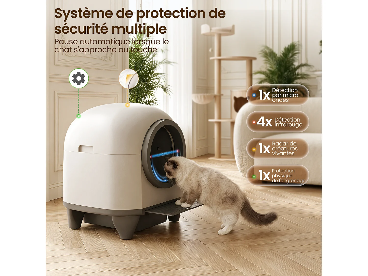 DEVOKE XXXL Bac à litière pour chat autonettoyant, élimination des odeurs, équipé de capteurs infrarouges et contrôle APP, fourni avec sacs poubelle, taille extra l