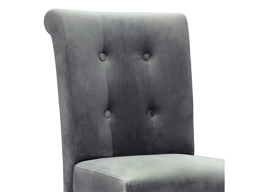 Light Grey Velvet Dining Chair with Button Back Nailhead Trim