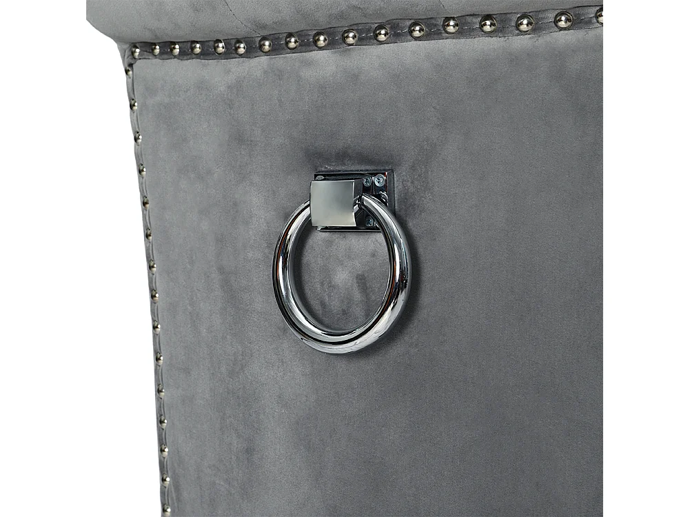 Light Grey Velvet Dining Chair with Button Back Nailhead Trim