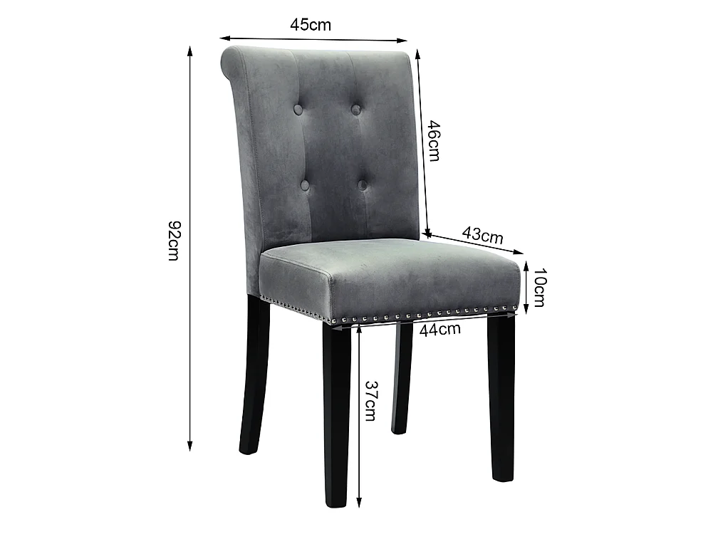 Light Grey Velvet Dining Chair with Button Back Nailhead Trim