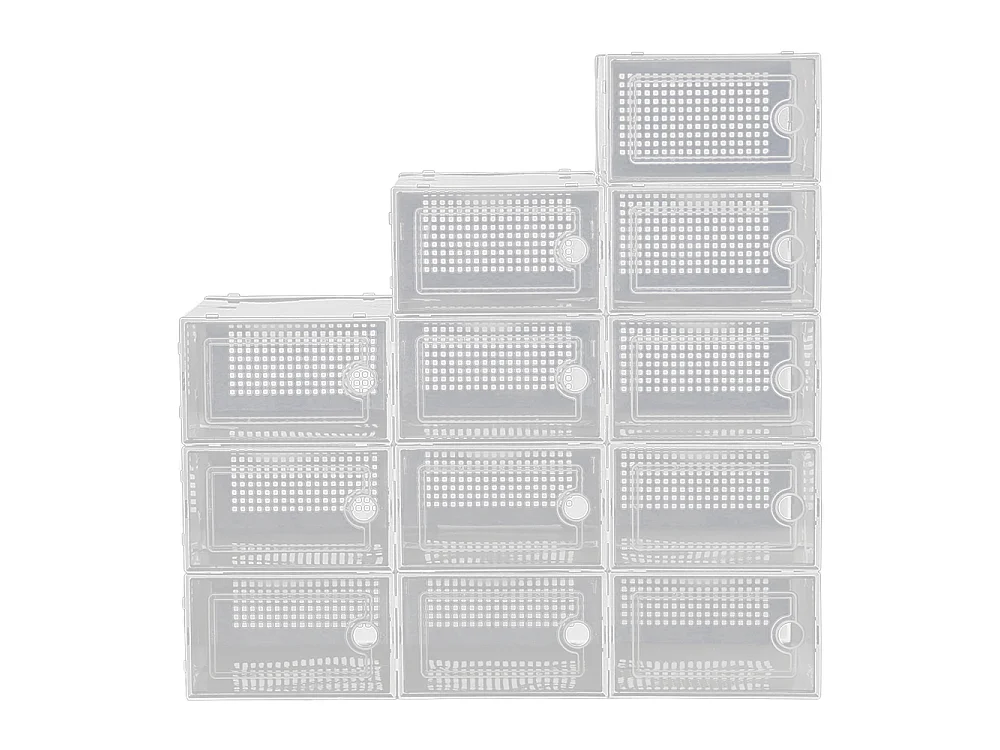 12 Pack White Transparent Stackable Shoe Storage Boxes