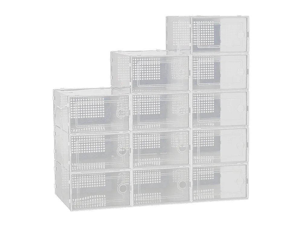 12 Pack White Transparent Stackable Shoe Storage Boxes