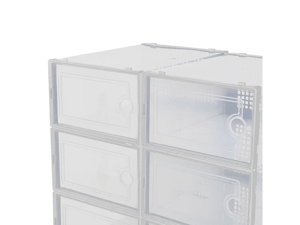 12 Pack White Transparent Stackable Shoe Storage Boxes