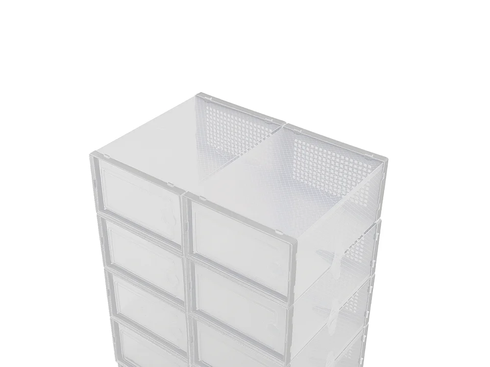 12 Pack White Transparent Stackable Shoe Storage Boxes