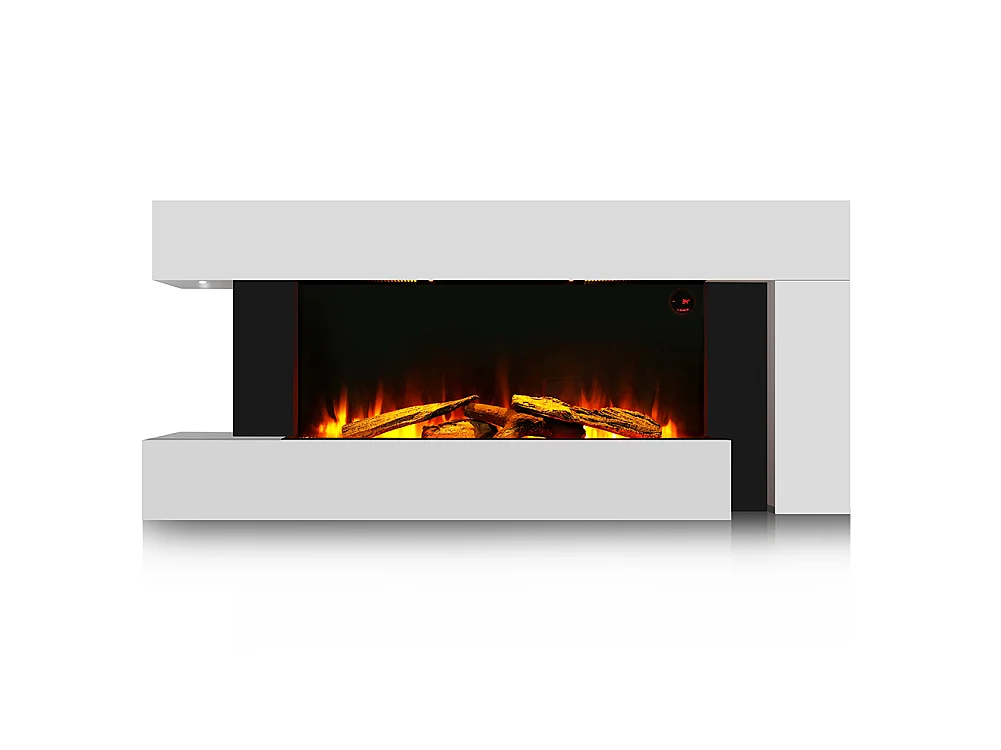 132cm White Electric Fireplace Heater with 7 Day Timer Remote Control Wall Mounted