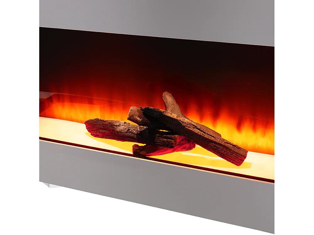 132cm White Electric Fireplace Heater with 7 Day Timer Remote Control Wall Mounted