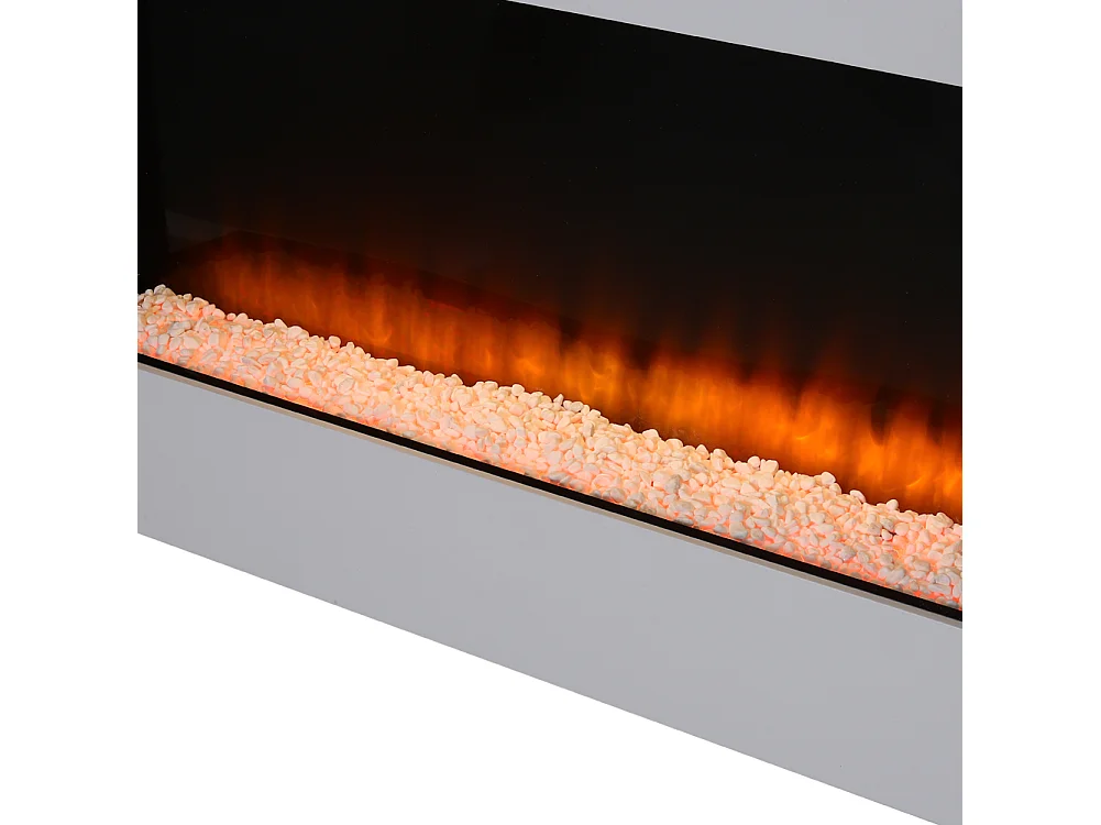132cm White Electric Fireplace Heater with 7 Day Timer Remote Control Wall Mounted