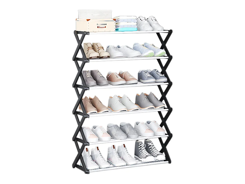 6-Tier Black Foldable Metal Shoe Rack
