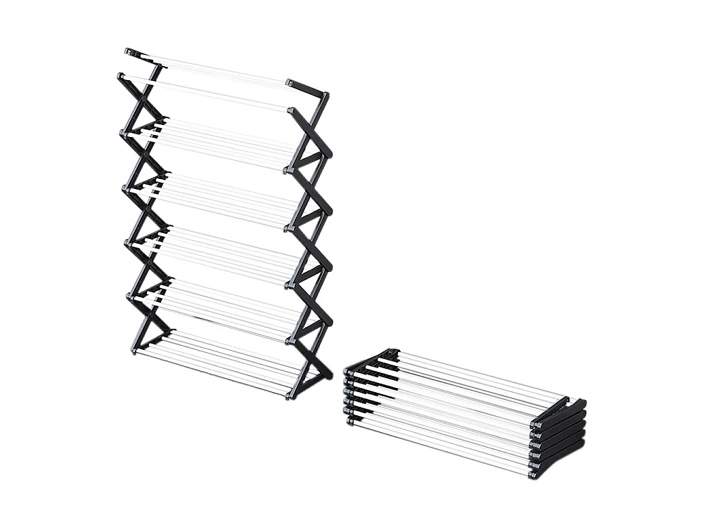 6-Tier Black Foldable Metal Shoe Rack