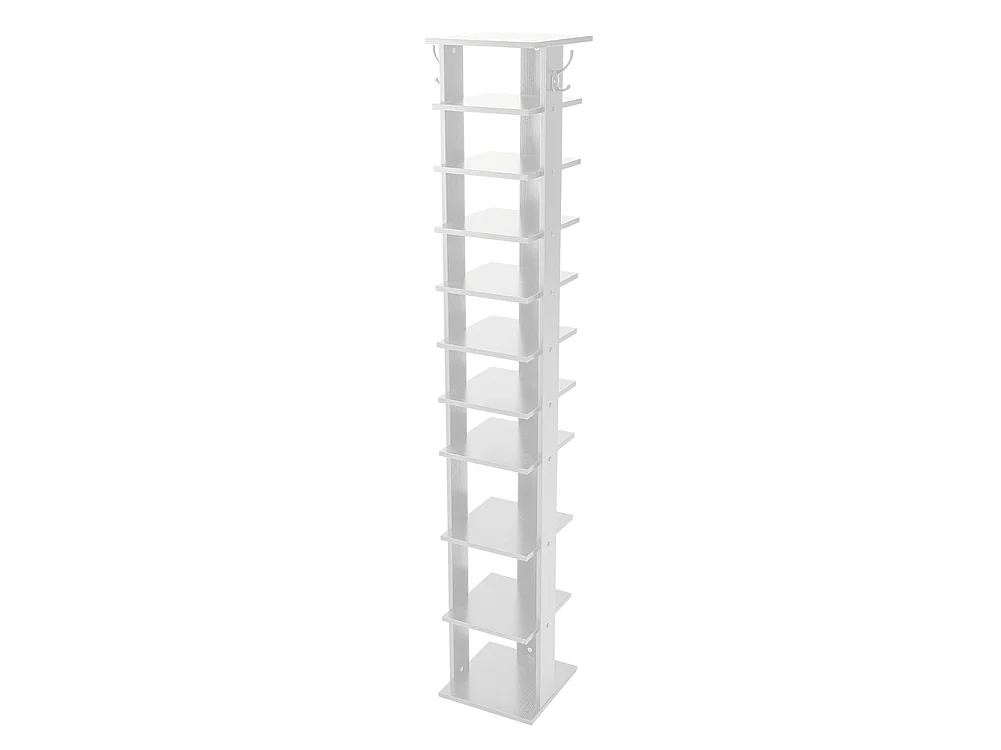 10-Tier Space Saving Freestanding Shoe Rack White