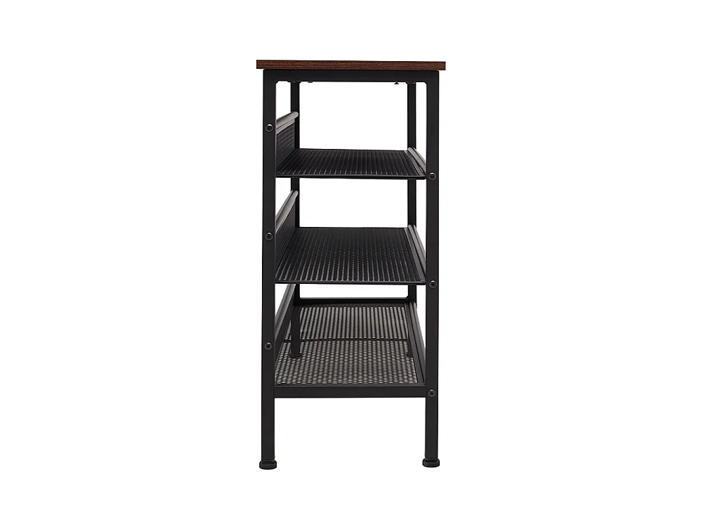 4-Tier Industrial Metal Shoe Rack with Rustic Wood Top