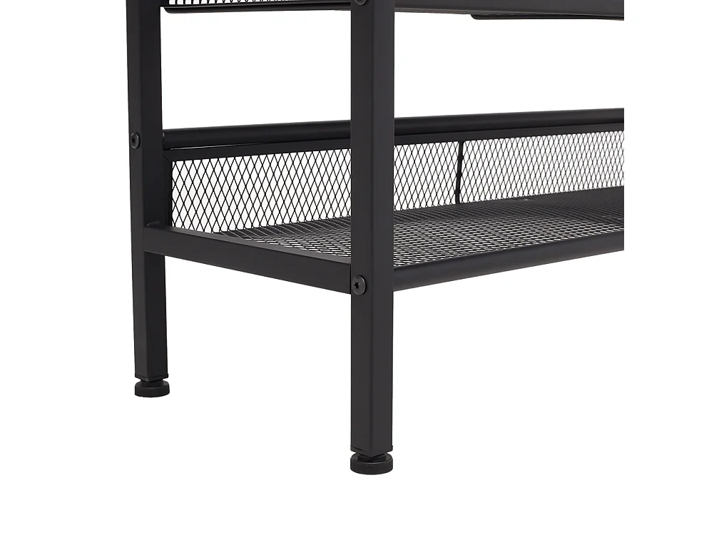 4-Tier Industrial Metal Shoe Rack with Rustic Wood Top