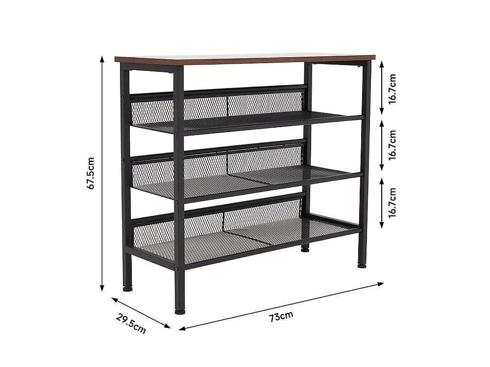 4-Tier Industrial Metal Shoe Rack with Rustic Wood Top