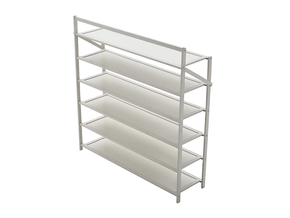 6-Tier Foldable Bamboo Shoe Rack Freestanding White
