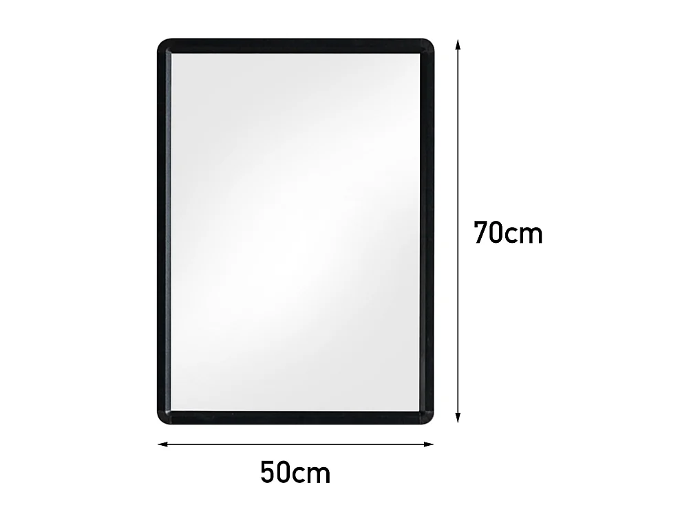 50 x 70cm Rectangular Wall Mirror with Aluminium Frame Anti Fog Explosion Proof Black