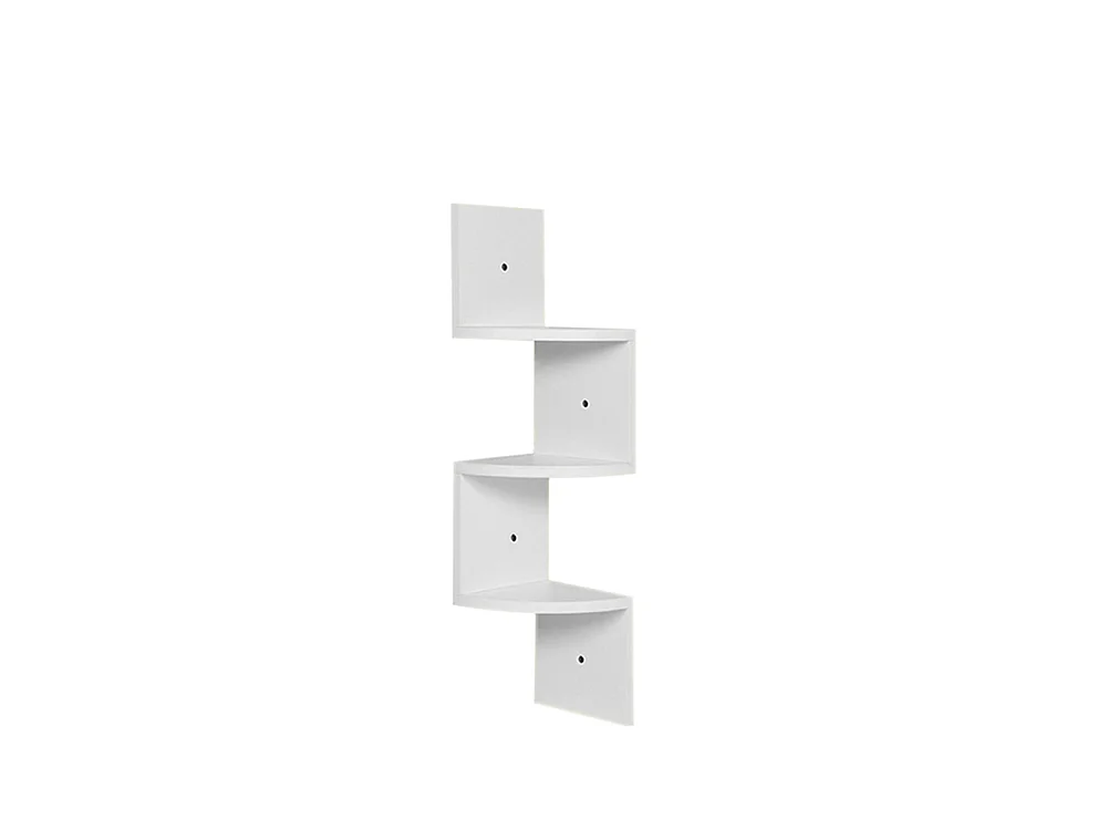 3-Tier White Zigzag Corner Floating Shelf