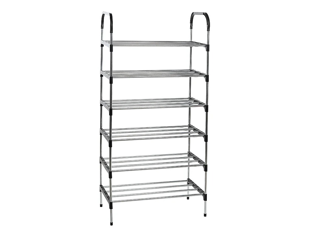 6-Tier Freestanding Metal Shoe Rack Black and Silver