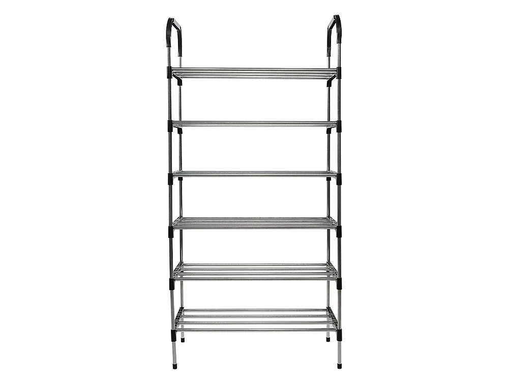 6-Tier Freestanding Metal Shoe Rack Black and Silver