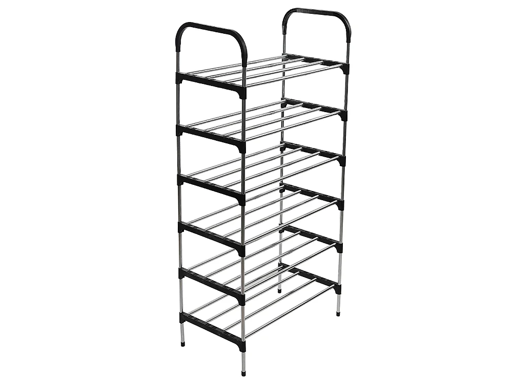 6-Tier Freestanding Metal Shoe Rack Black and Silver