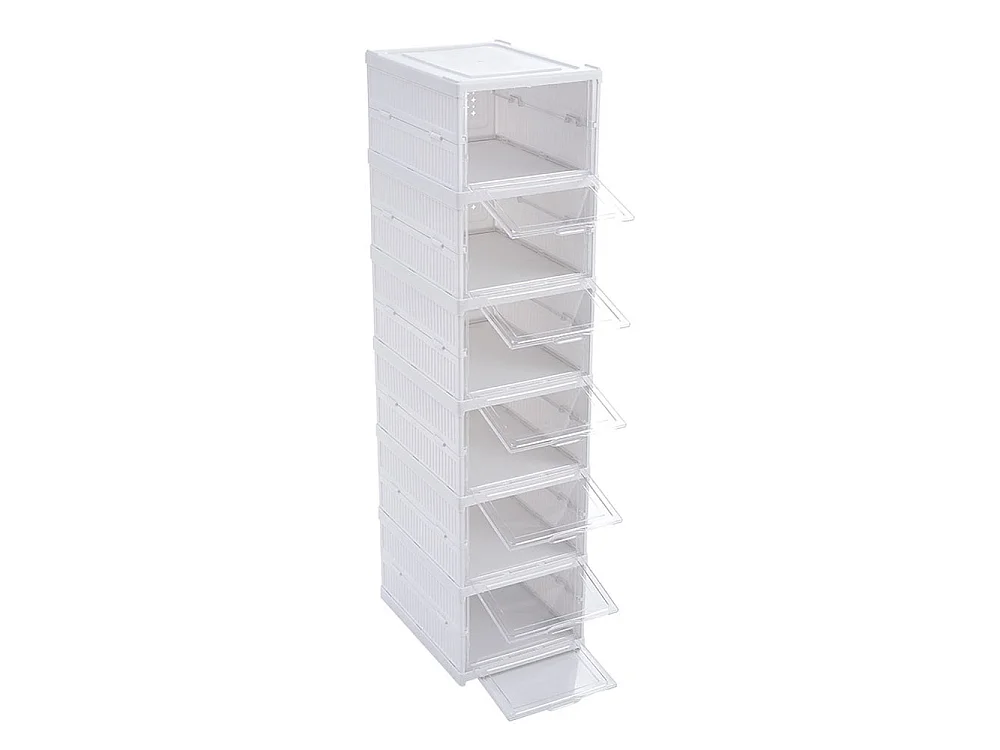 6-Tier White Foldable Shoe Storage Box Unit
