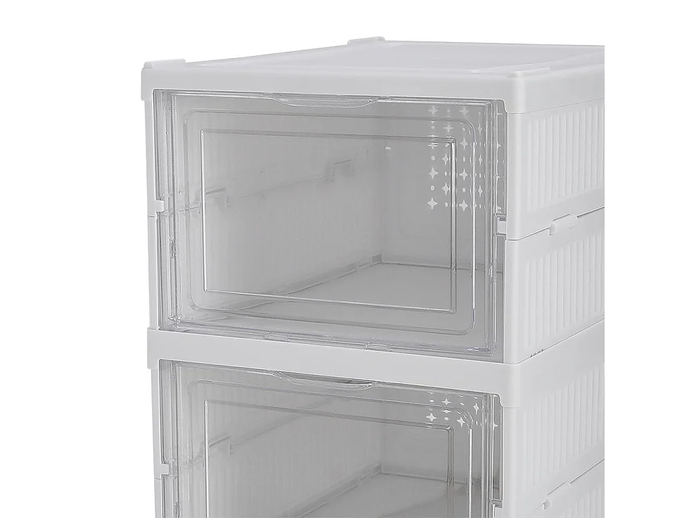 6-Tier White Foldable Shoe Storage Box Unit