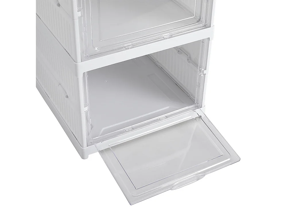6-Tier White Foldable Shoe Storage Box Unit