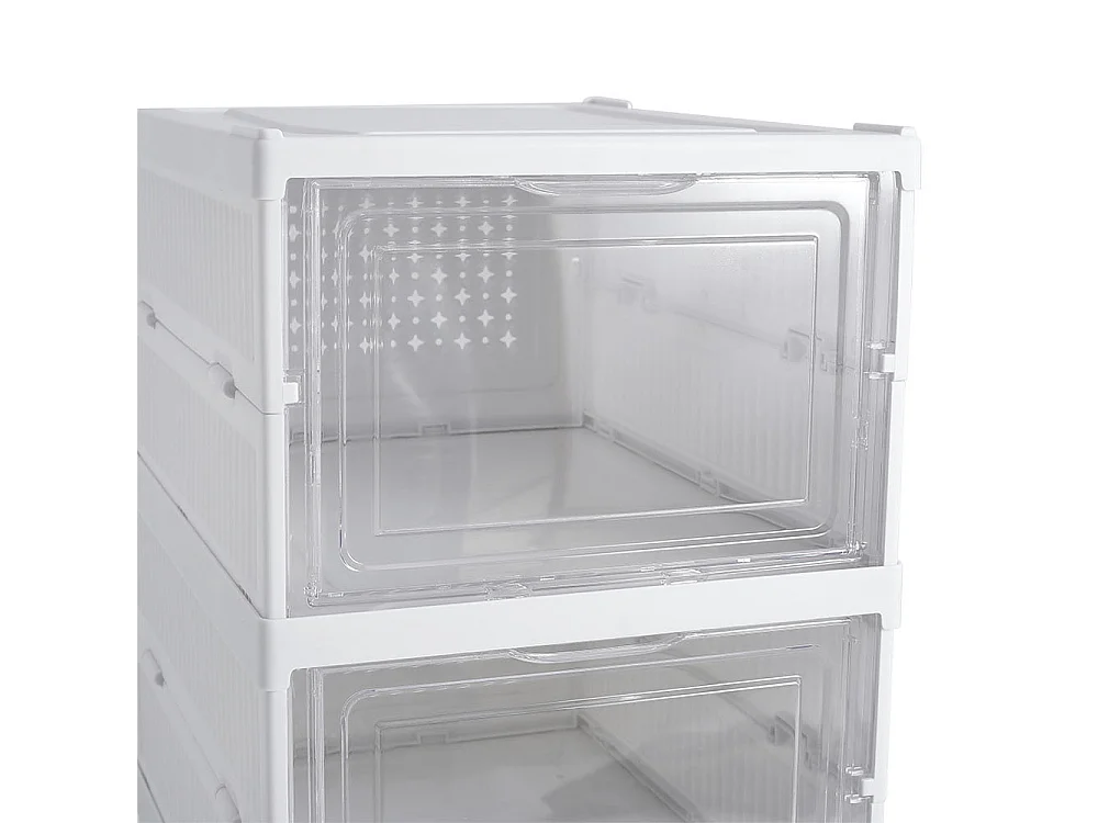 6-Tier White Foldable Shoe Storage Box Unit