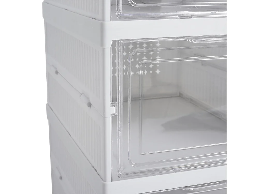 6-Tier White Foldable Shoe Storage Box Unit