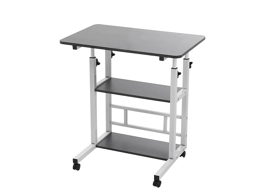 Height Adjustable Mobile Overbed Table - Black