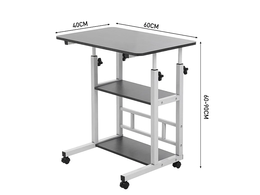 Height Adjustable Mobile Overbed Table - Black