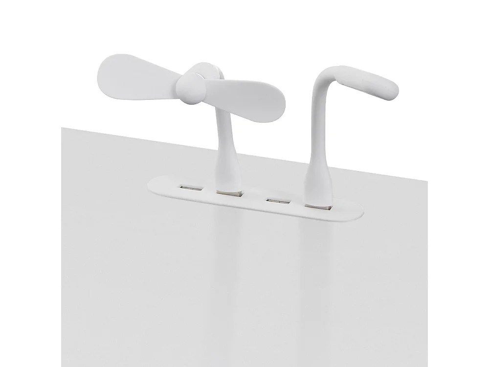 Height Adjustable Mobile Overbed Table with 4 USB Charging Ports - White