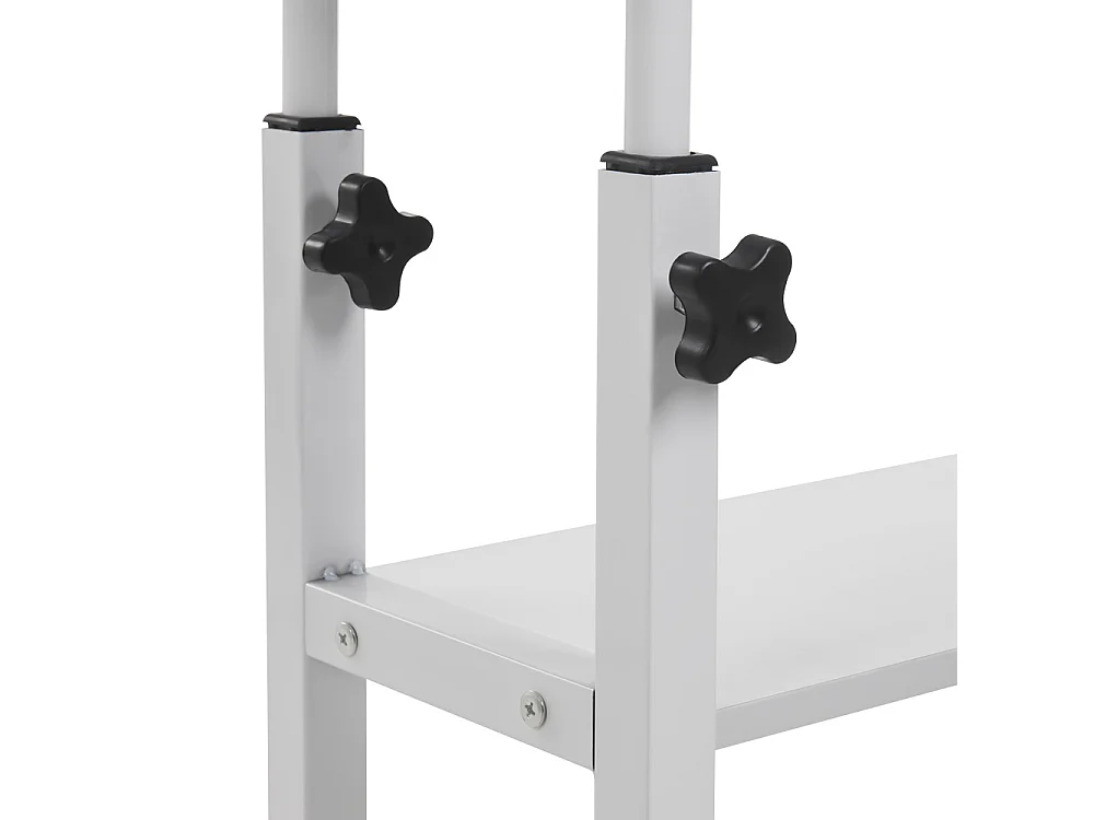 Height Adjustable Mobile Overbed Table with 4 USB Charging Ports - White