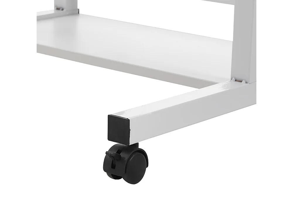 Height Adjustable Mobile Overbed Table with 4 USB Charging Ports - White