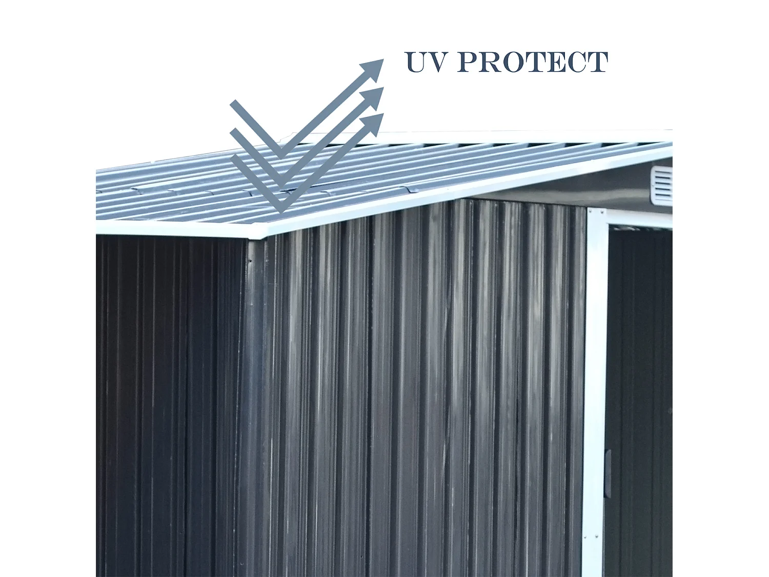 4 x 8 ft Anthracite Metal Garden Storage Shed with Firewood Storage Apex Roof