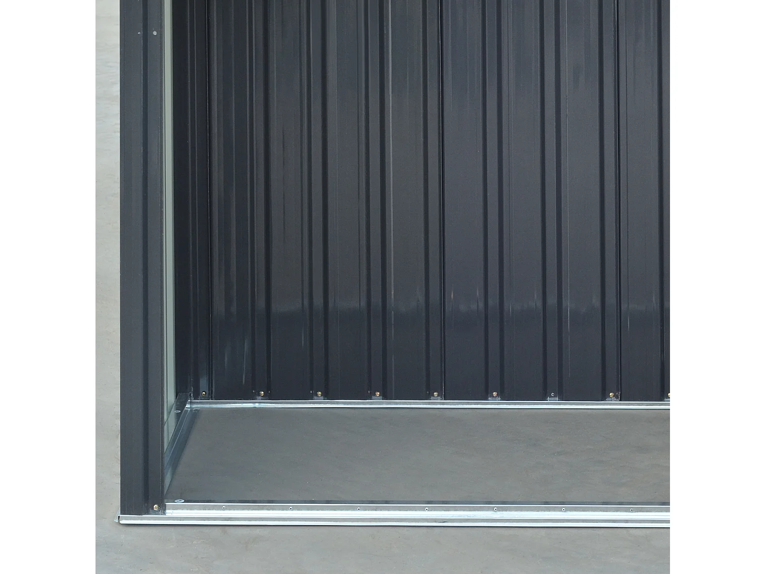 4 x 8 ft Anthracite Metal Garden Storage Shed with Firewood Storage Apex Roof