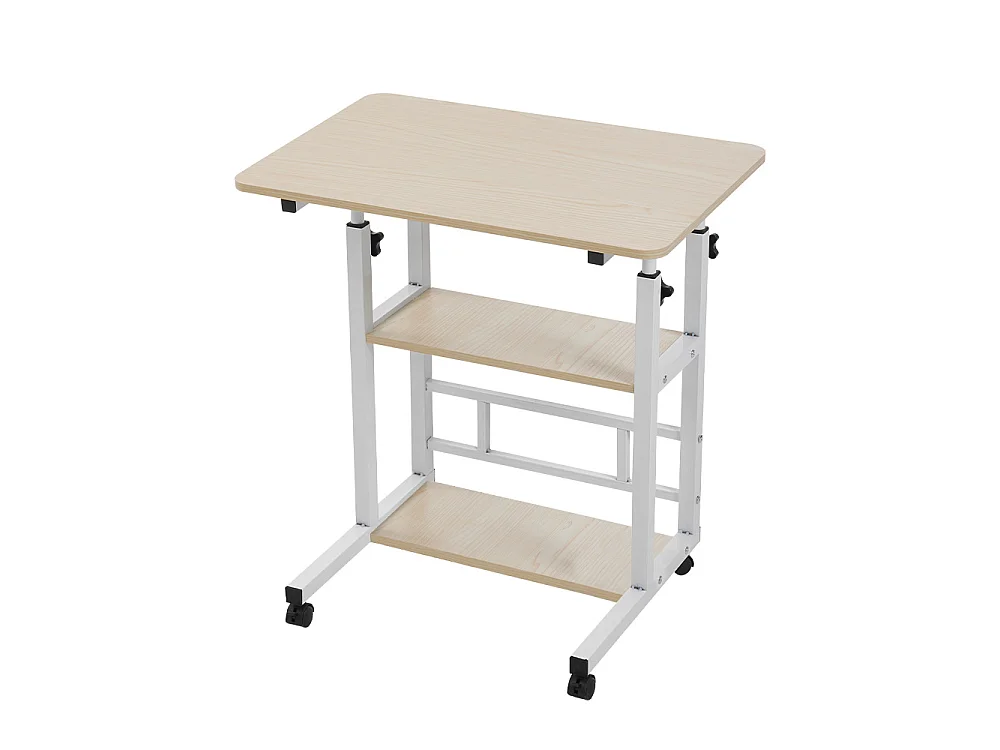 Height Adjustable Mobile Overbed Table - Natural
