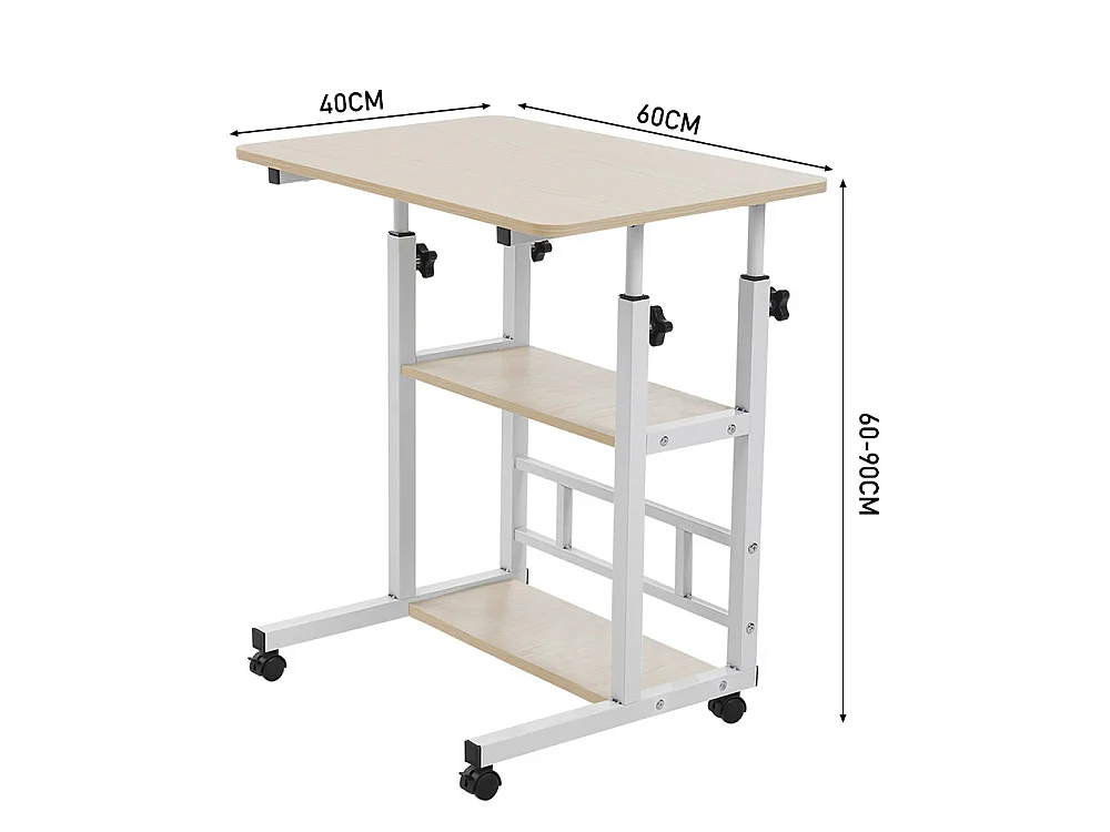 Height Adjustable Mobile Overbed Table - Natural