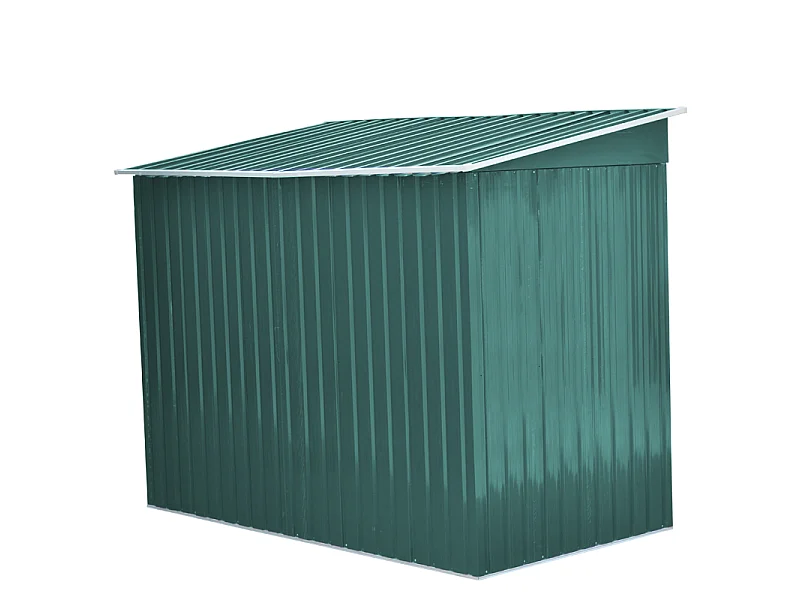 4 x 8 ft Dark Green Metal Garden Storage Shed with Sliding Doors Pent Roof