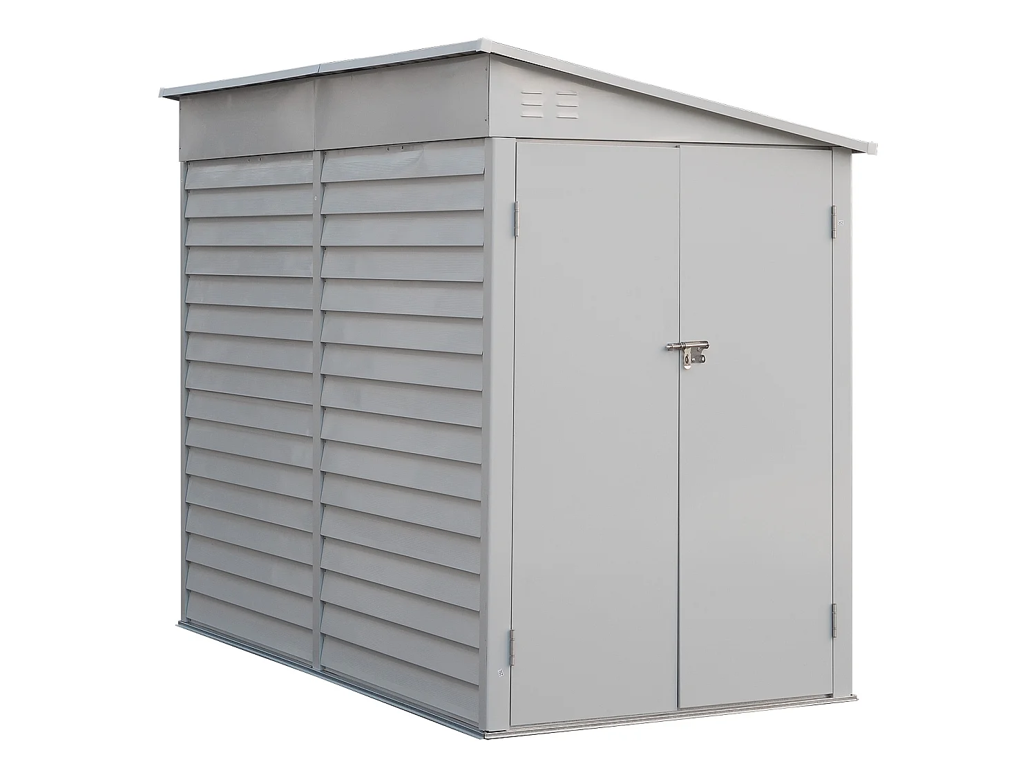 4.6 x 9 ft Metal Garden Storage Shed with Double Doors Pent Roof - White