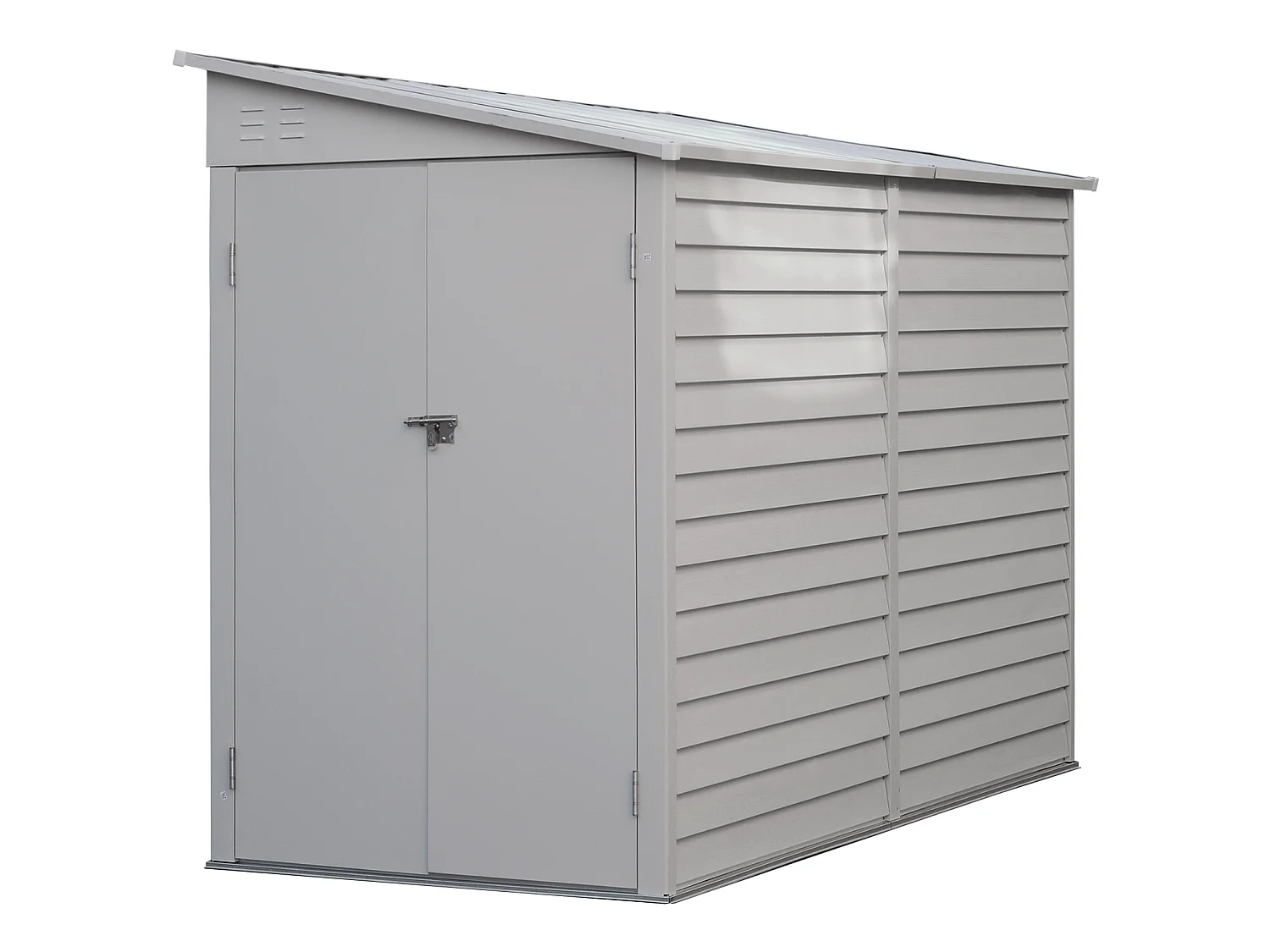 4.6 x 9 ft Metal Garden Storage Shed with Double Doors Pent Roof - White