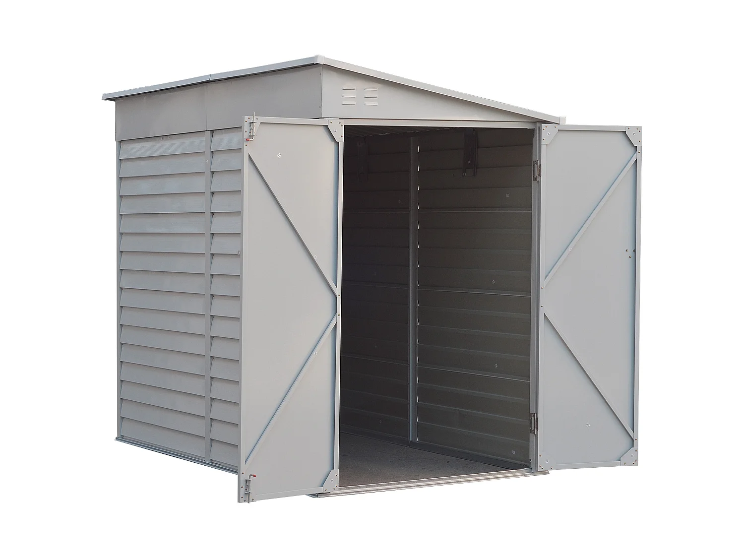4.6 x 9 ft Metal Garden Storage Shed with Double Doors Pent Roof - White