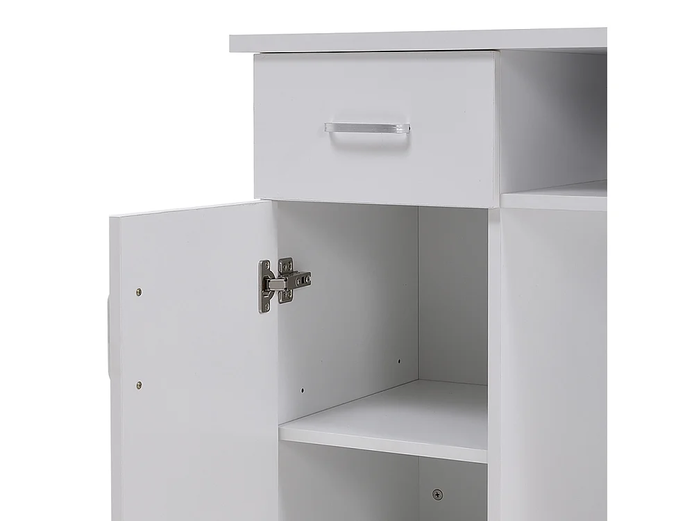 White Manicure Table with Dust Extractor 2 Drawers Shelf & Wheels