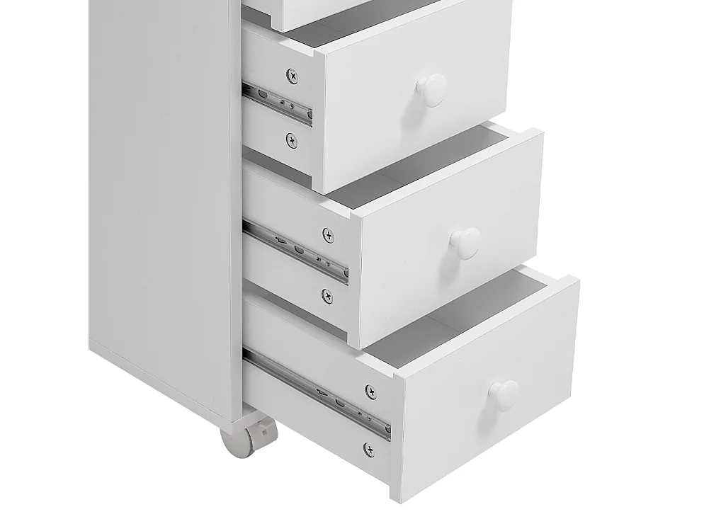 White Manicure Table with Dust Collector 8 Drawers & Wheels