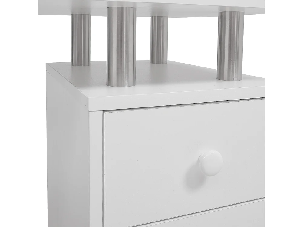 White Manicure Table with Dust Collector 8 Drawers & Wheels