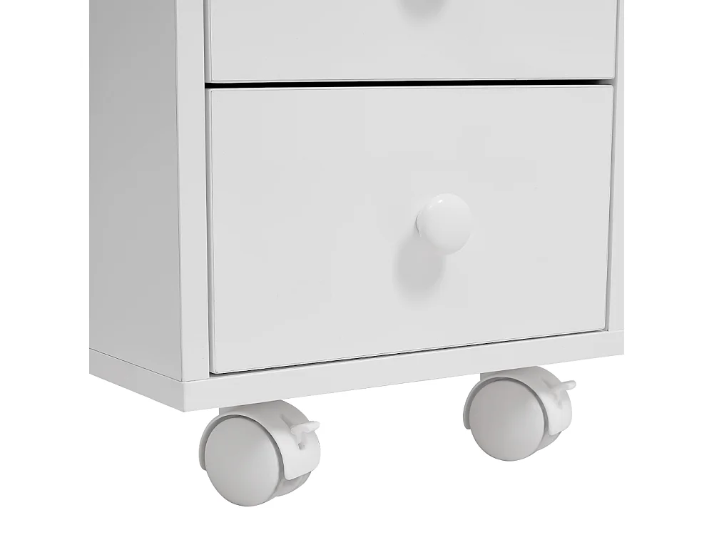 White Manicure Table with Dust Collector 8 Drawers & Wheels