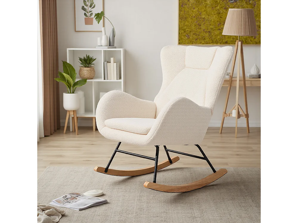 White Lambswool Rocking Chair