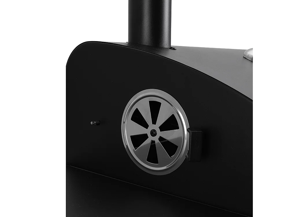 Black Carbon Steel Charcoal BBQ Grill with Dome, Thermometer & Side Shelves